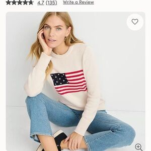 Lands' End oatmeal Heather flag drifter Crewneck Sweater with Flag Motif